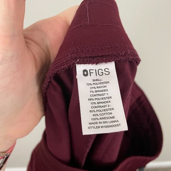 Figs Zamora Jogger Scrub Pants in Burgundy Size Small Tall - Picture 4 of 6